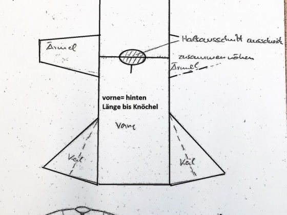 Schnittmuster für ein Kleid (Länge Knöchel) und/oder Tunika (Länge Knie)